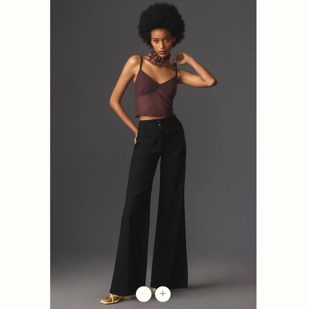 Anthropologie Maeve Junie High-Rise Wide-Leg Flared Trousers